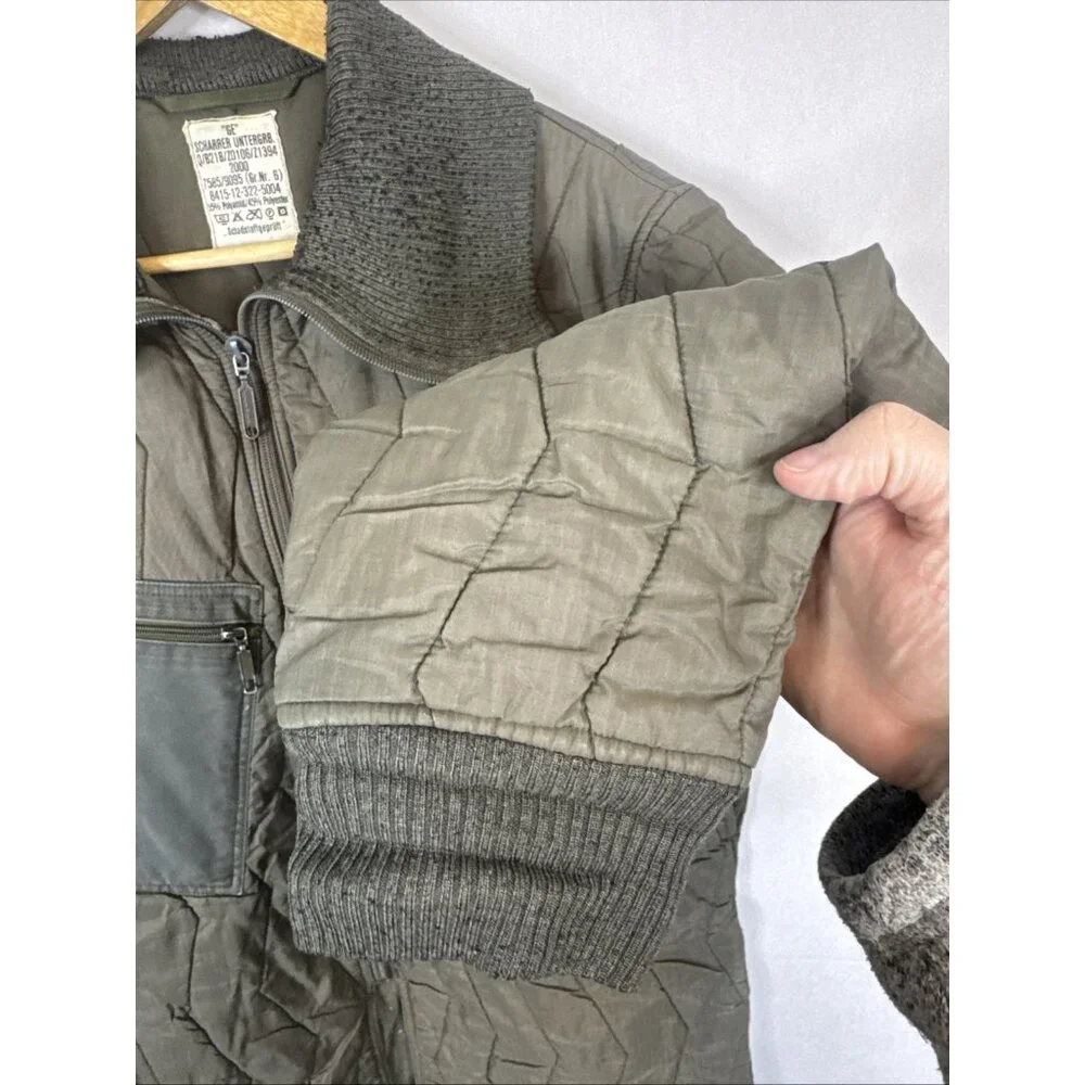 German Army Quilted Liner‎ Jacket Olive Rib Collar Military Men (M/L) Size 6